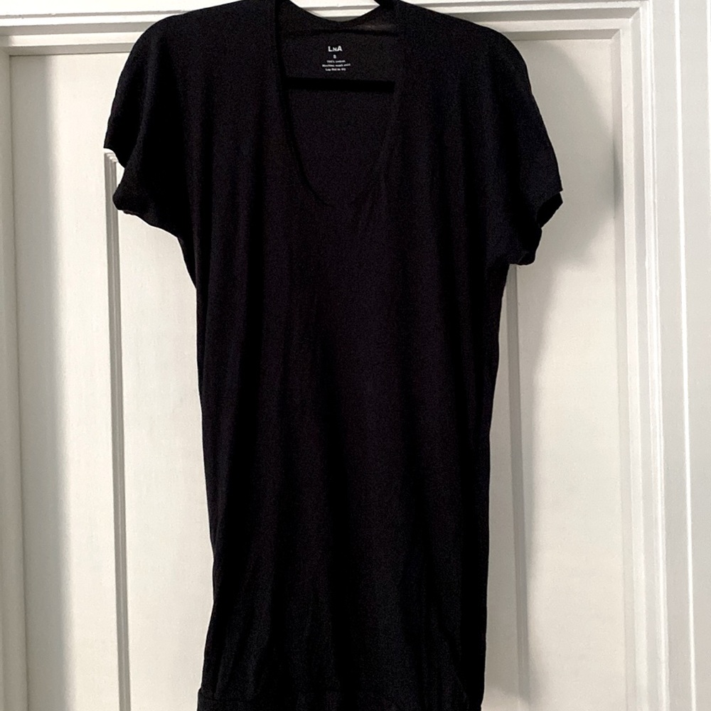 LNA Black Cotton Short Sleeve T Shirt Tunic Dress Size S NWOT